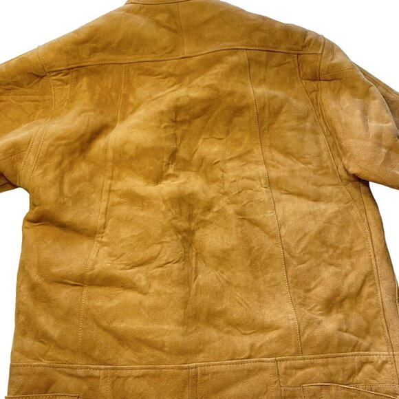 Mens Heavy Sherpa Suede Jacket Handmade Lined Winter Coat Brown Size M U - Picture 2 of 7